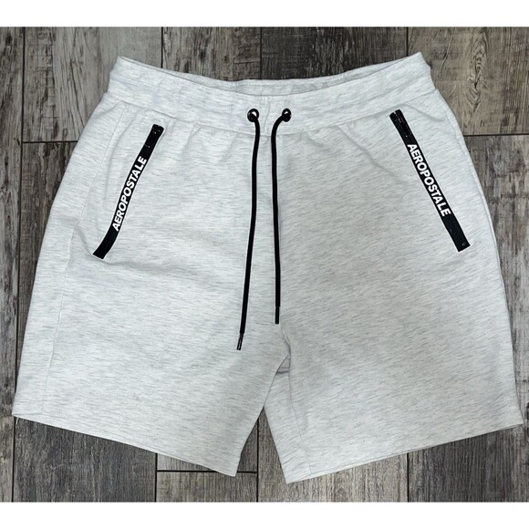 Aeropostale Sweat Shorts 2 Pairs Zipper Pockets Dark Gray Light Gray Men’s M - Picture 1 of 15